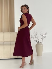 Girl In Mind Red Hazel Tailored Sleeveless Midi Dress - Image 3 of 6
