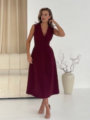 Girl In Mind Red Hazel Tailored Sleeveless Midi Dress - Image 5 of 6