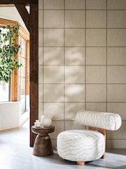 Harlequin Ash Taupe Gloss Wood Blocks Kasuri Wallcoverings 10M Wallpaper - Image 1 of 3