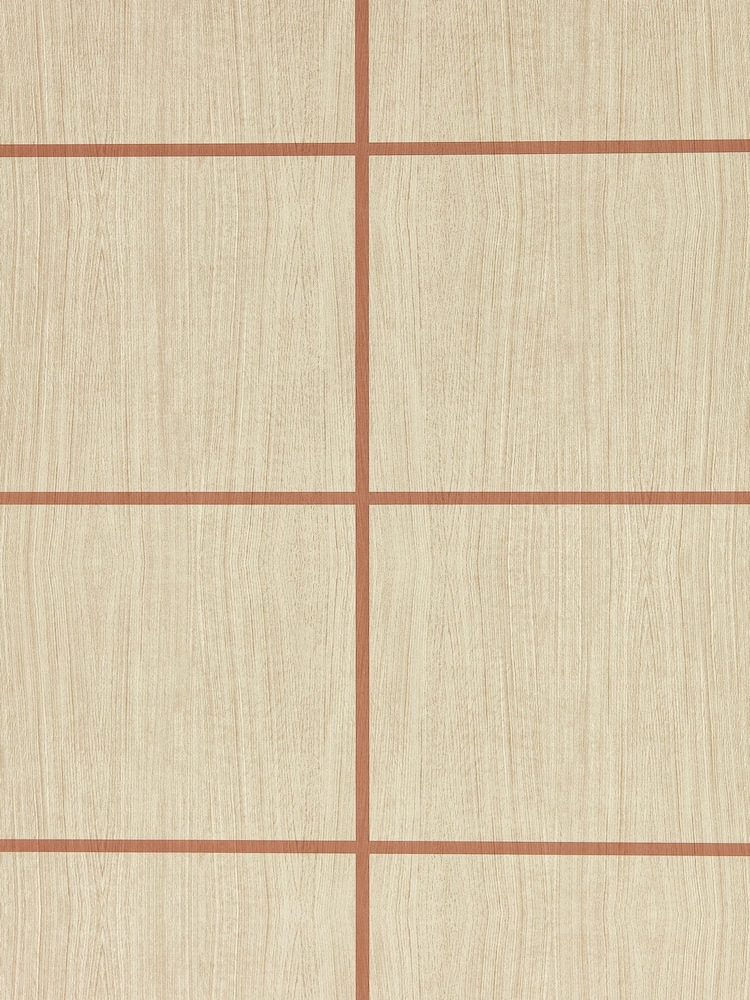 Harlequin Oak Terracotta Gloss Wood Blocks Kasuri Wallcoverings 10M Wallpaper - Image 1 of 1