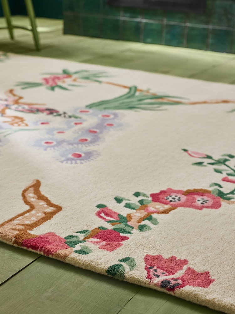 Cath Kidston Natural Birds and Berries Wool Tufted Rug - Image 2 of 5 Cath Kidston Natural Birds and Berries Wool Tufted Rug - Image 2 of 5