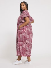 Yours Curve Pink Frill Sleeve Midaxi Dress - Image 4 of 6