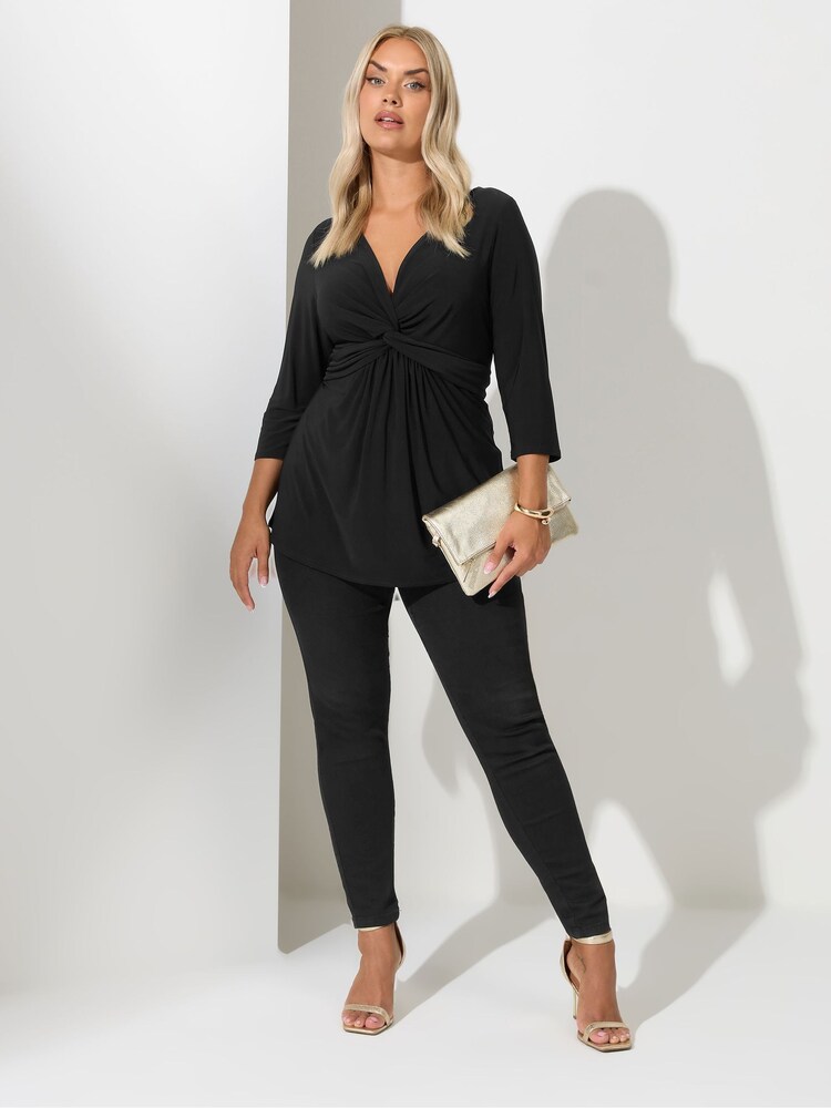 Yours Curve Black London Knot Front Top - Image 2 of 5
