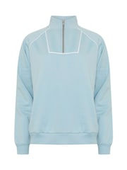 Long Tall Sally Blue Half Zip Piped Sweatshirt - Image 8 of 8
