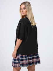 Yours Curve Black Limited Teddy Tartan T-Shirt - Image 3 of 5