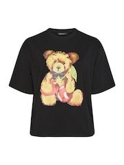 Yours Curve Black Limited Teddy Tartan T-Shirt - Image 4 of 5