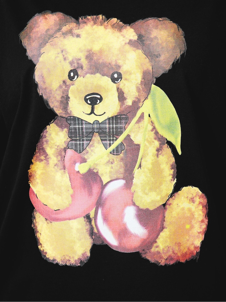 Yours Curve Black Limited Teddy Tartan T-Shirt - Image 5 of 5