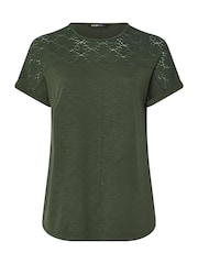 Yours Curve Green Lace Yolk Slub T-Shirt - Image 5 of 5