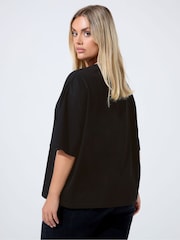 Yours Curve Black Limited Heart Fired T-Shirt - Image 3 of 5