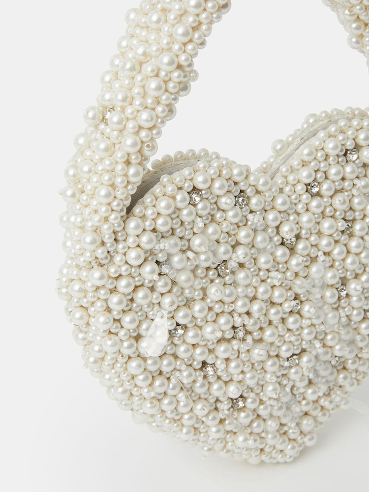 Accessorize Natural Bridal Pearl Heart Handbag - Image 3 of 3
