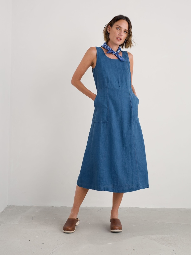Seasalt Cornwall Blue Sleeveless Grass Wave Dress - Image 1 of 5 Seasalt Cornwall Blue Sleeveless Grass Wave Dress - Image 1 of 5