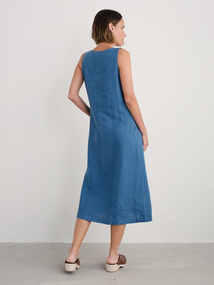 Seasalt Cornwall Blue Sleeveless Grass Wave Dress - Image 2 of 5 Seasalt Cornwall Blue Sleeveless Grass Wave Dress - Image 2 of 5