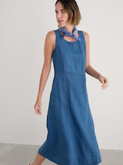Seasalt Cornwall Blue Sleeveless Grass Wave Dress - Image 3 of 5