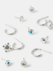 Accessorize Silver Tone Sterling Stone Stud & Hoop Earrings 5 Pack - Image 1 of 2