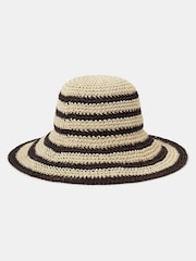 Accessorize Natural Stripe Raffia Bucket Hat - Image 1 of 2