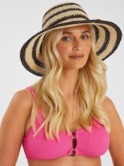 Accessorize Natural Stripe Raffia Bucket Hat - Image 2 of 2