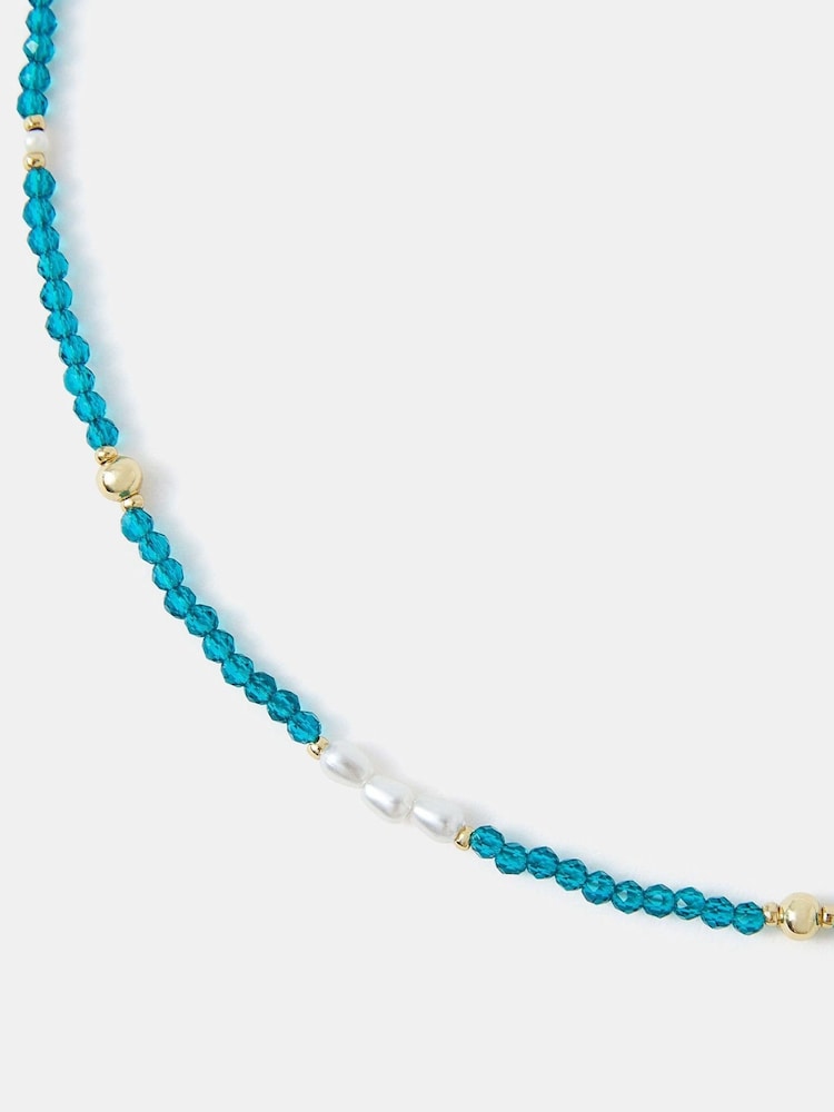 Accessorize Blue 14ct Beaded Pearl Necklace - Image 2 of 3
