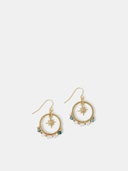 Accessorize 14ct Gold Star Charm Hoop Earrings - Image 1 of 3