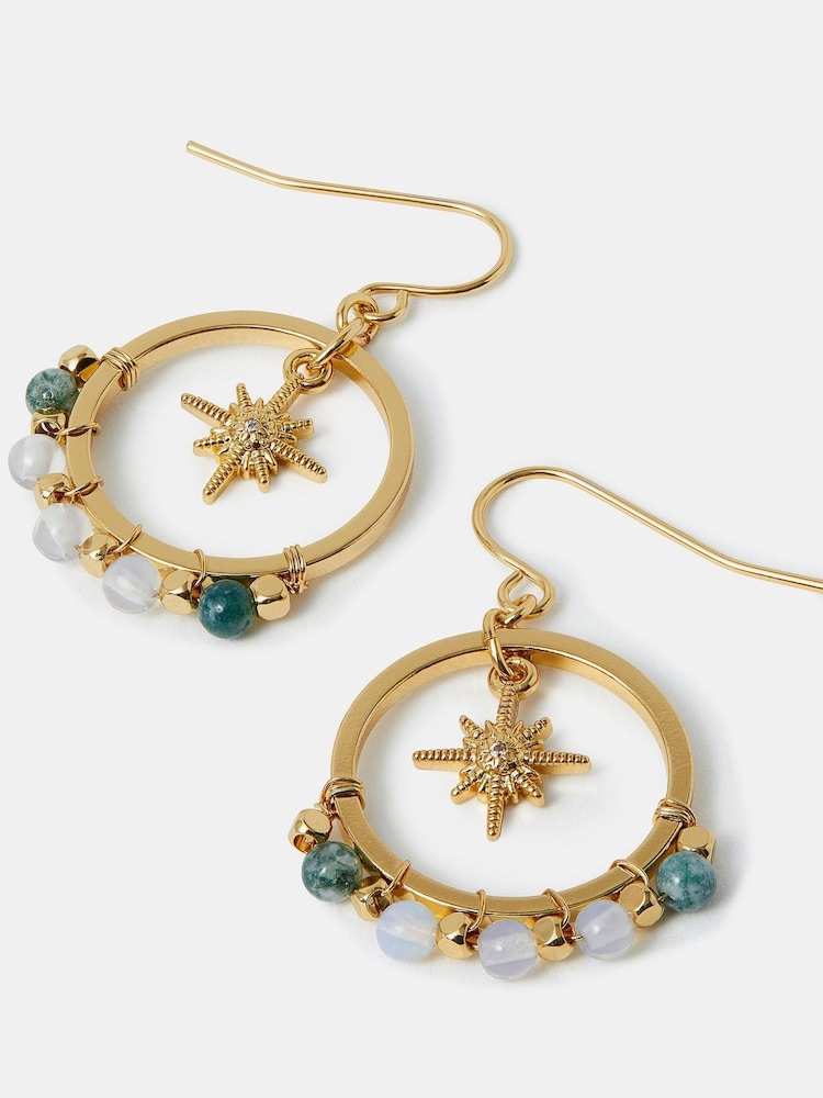 Accessorize 14ct Gold Star Charm Hoop Earrings - Image 2 of 3