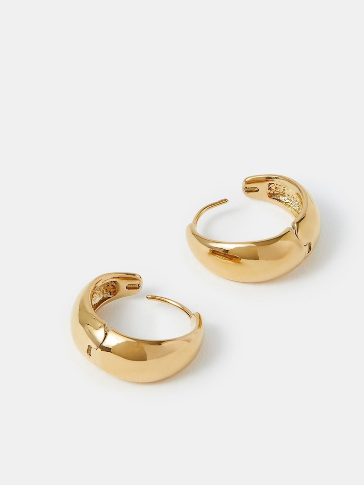Accessorize Gold Tone 14ct Clasp Hoop Earrings - Image 1 of 2 Accessorize Gold Tone 14ct Clasp Hoop Earrings - Image 1 of 2