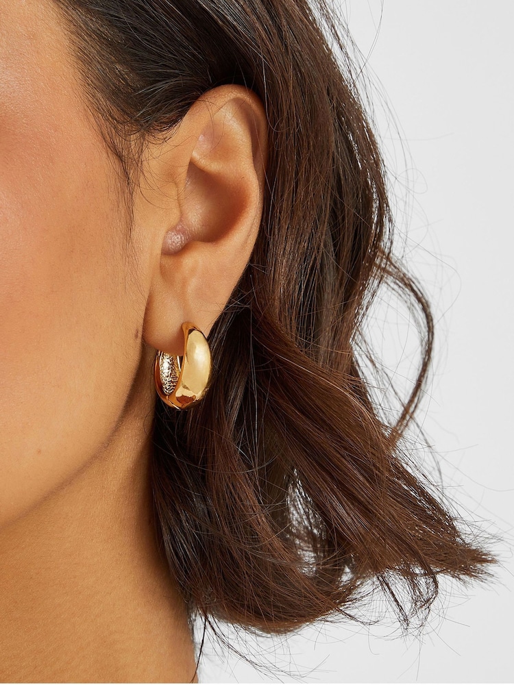 Accessorize Gold Tone 14ct Clasp Hoop Earrings - Image 2 of 2