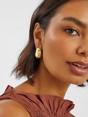 Accessorize Gold Tone 4ct Molten Curve Drop Earrings - Image 3 of 3