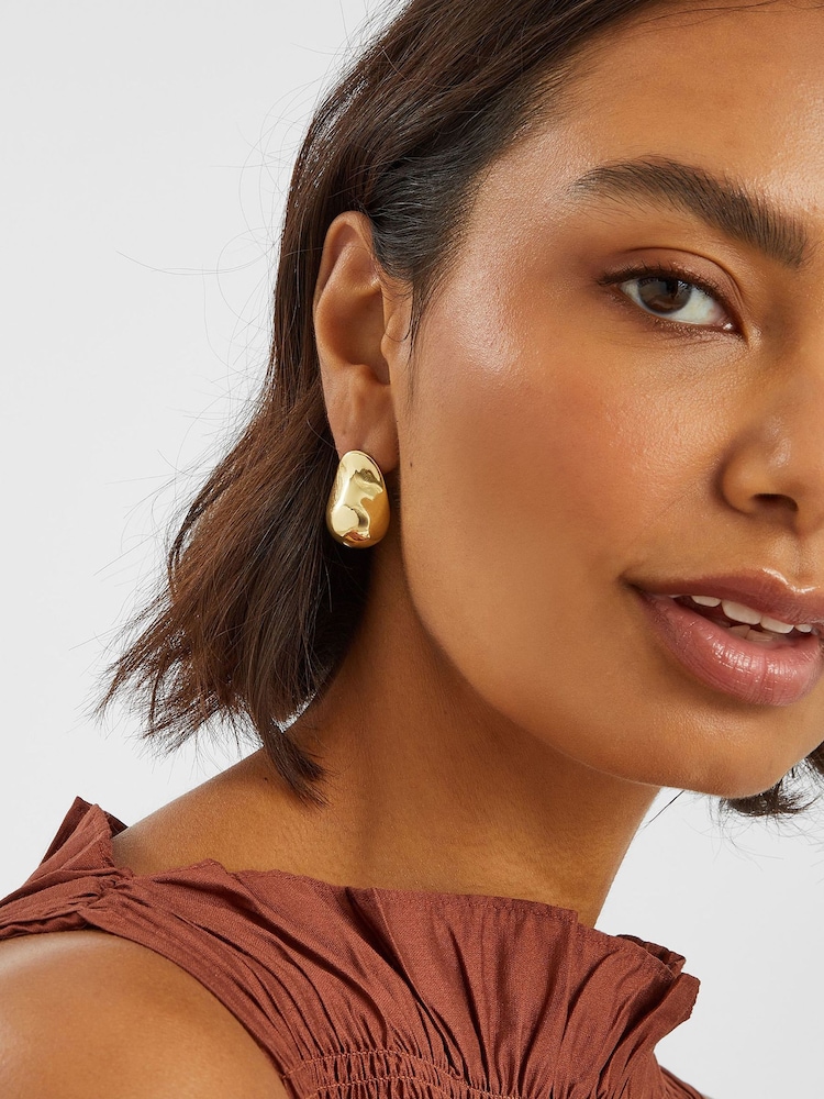 Accessorize Gold Tone 4ct Molten Curve Drop Earrings - Image 3 of 3