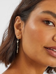 Accessorize Gold Tone 14ct Pearl Chain Drop Earrings - Image 2 of 2