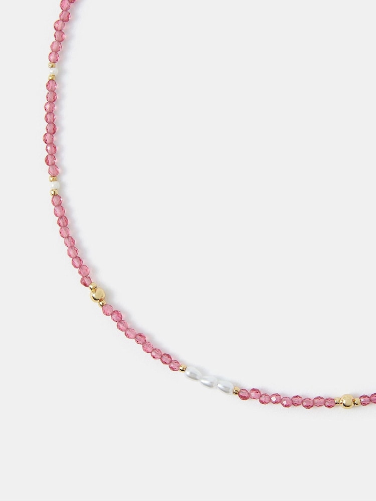 Accessorize Pink 14ct Beaded Pearl Necklace - Image 2 of 3