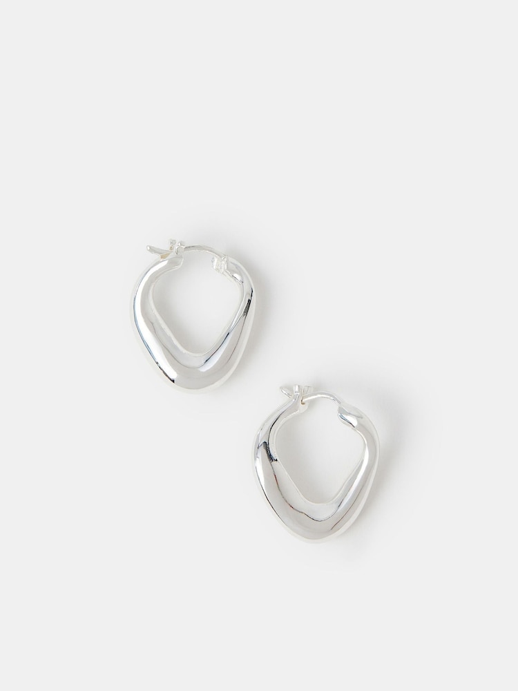 Accessorize Silver Tone Oval Hoop Earrings - Image 1 of 3