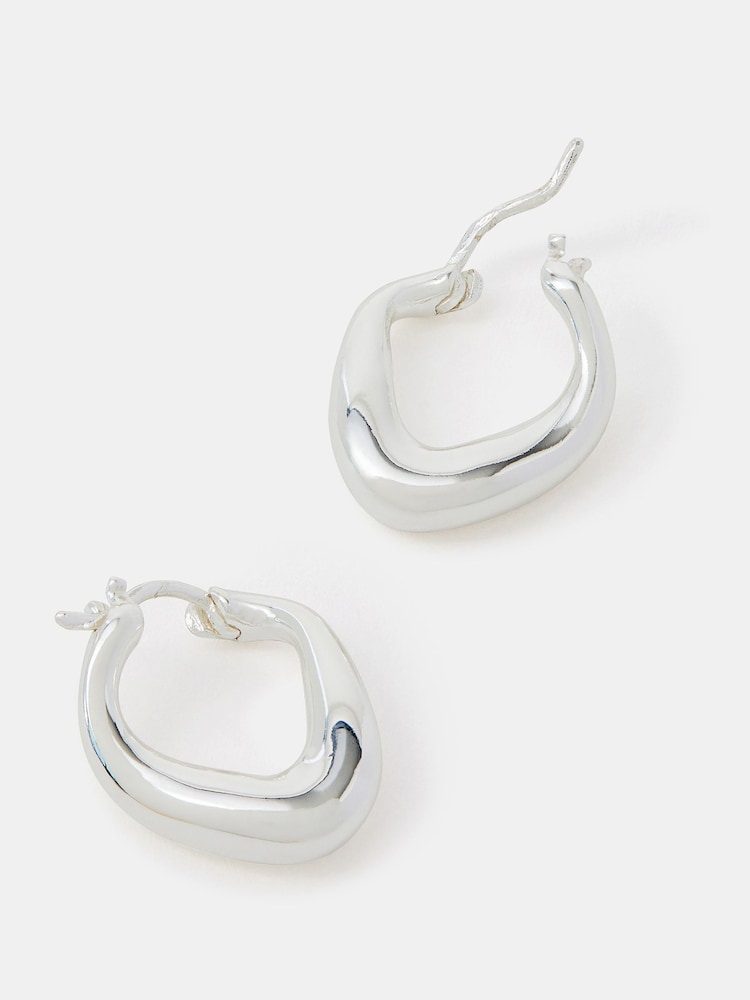 Accessorize Silver Tone Oval Hoop Earrings - Image 2 of 3