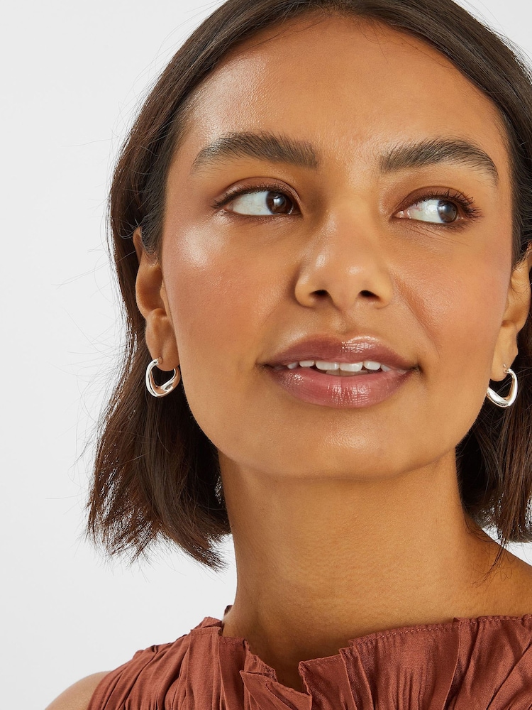 Accessorize Silver Tone Oval Hoop Earrings - Image 3 of 3 Accessorize Silver Tone Oval Hoop Earrings - Image 3 of 3