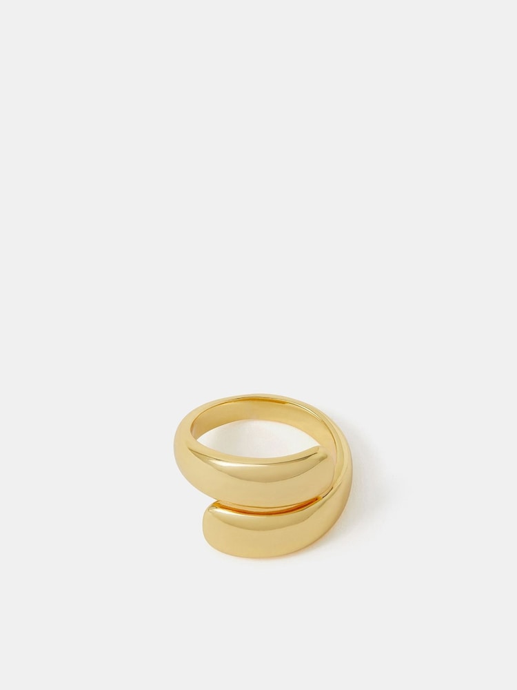 Accessorize 14ct Gold Chunky Wrap Ring - Image 1 of 3 Accessorize 14ct Gold Chunky Wrap Ring - Image 1 of 3