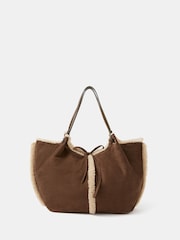 Accessorize Cream Reversible Borg Shoulder Bag - Image 1 of 6