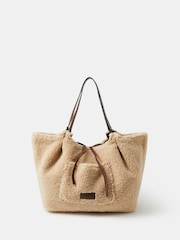 Accessorize Cream Reversible Borg Shoulder Bag - Image 3 of 6