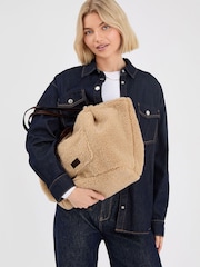 Accessorize Cream Reversible Borg Shoulder Bag - Image 5 of 6