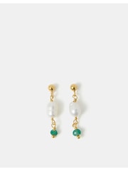 Accessorize Gold Tone 14ct Pearl Stone Drop Earrings - Image 1 of 2
