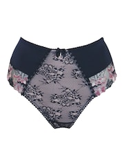 Pour Moi Blue High Waist Sofia Lace Embroidered Deep Knickers - Image 3 of 4