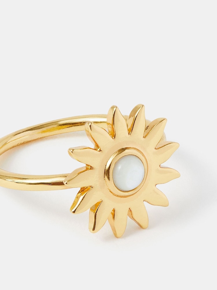 Accessorize Gold Tone 14ct Mother Of Pearl Sun Ring - Image 1 of 2