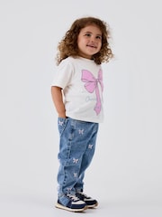 Name It Blue Bow Embroidery Mom Jeans - Image 2 of 5