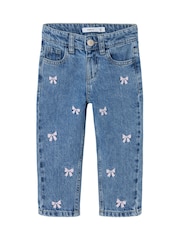Name It Blue Bow Embroidery Mom Jeans - Image 3 of 5