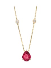 The Diamond Store Red Astra 3.50ct Pear Cut Lab Ruby Necklace in 18K Gold Vermeil - Image 1 of 4