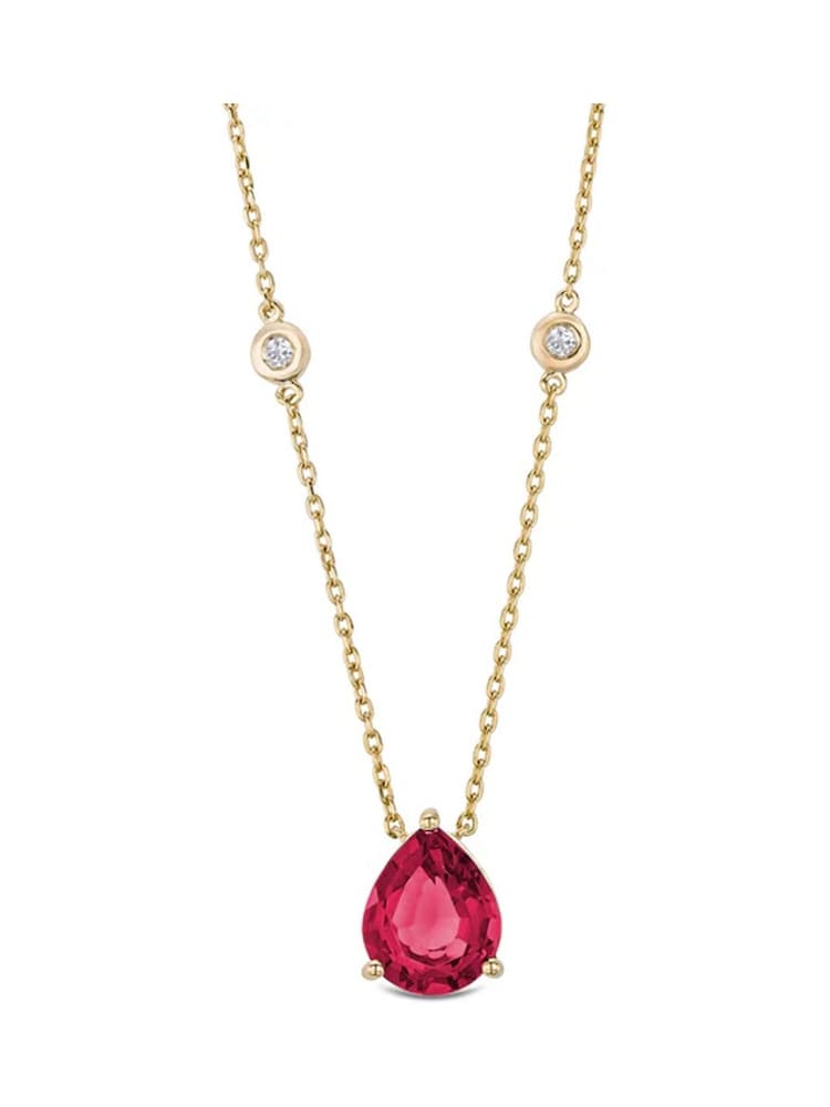 The Diamond Store Red Astra 3.50ct Pear Cut Lab Ruby Necklace in 18K Gold Vermeil - Image 1 of 4