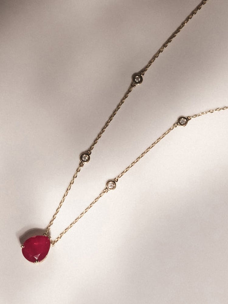 The Diamond Store Red Astra 3.50ct Pear Cut Lab Ruby Necklace in 18K Gold Vermeil - Image 2 of 4