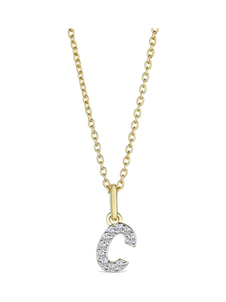 The Diamond Store White Love Letter Initial 0.10ct Lab Diamond Necklace in 18K Gold Vermeil - Image 1 of 2