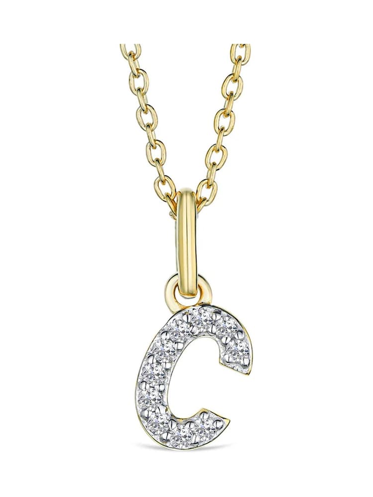 The Diamond Store White Love Letter Initial 0.10ct Lab Diamond Necklace in 18K Gold Vermeil - Image 2 of 2