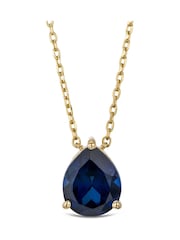 The Diamond Store Blue Astra 3.20ct Pear Cut Lab Sapphire Necklace in 18K Gold Vermeil - Image 1 of 2