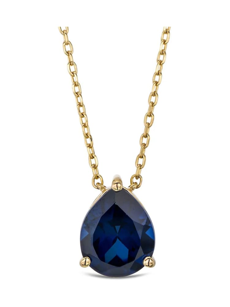 The Diamond Store Blue Astra 3.20ct Pear Cut Lab Sapphire Necklace in 18K Gold Vermeil - Image 1 of 2
