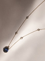 The Diamond Store Blue Astra 3.20ct Pear Cut Lab Sapphire Necklace in 18K Gold Vermeil - Image 2 of 2