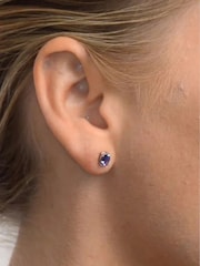 The Diamond Store Purple Studs 0.70ct Tanzanite Stone Earrings 9K in White Gold - Image 4 of 4